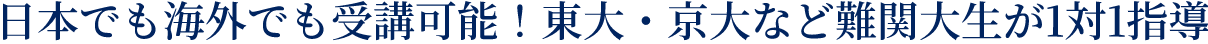 日本でも海外でも受講可能！東大・京大など難関大生が1対1指導